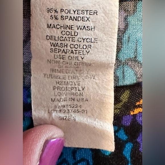 Jon Den Vibrant Paisley Blouse Womens Small Blue & Purple 3/4 Bell Sleeve Lovely - Picture 13 of 16